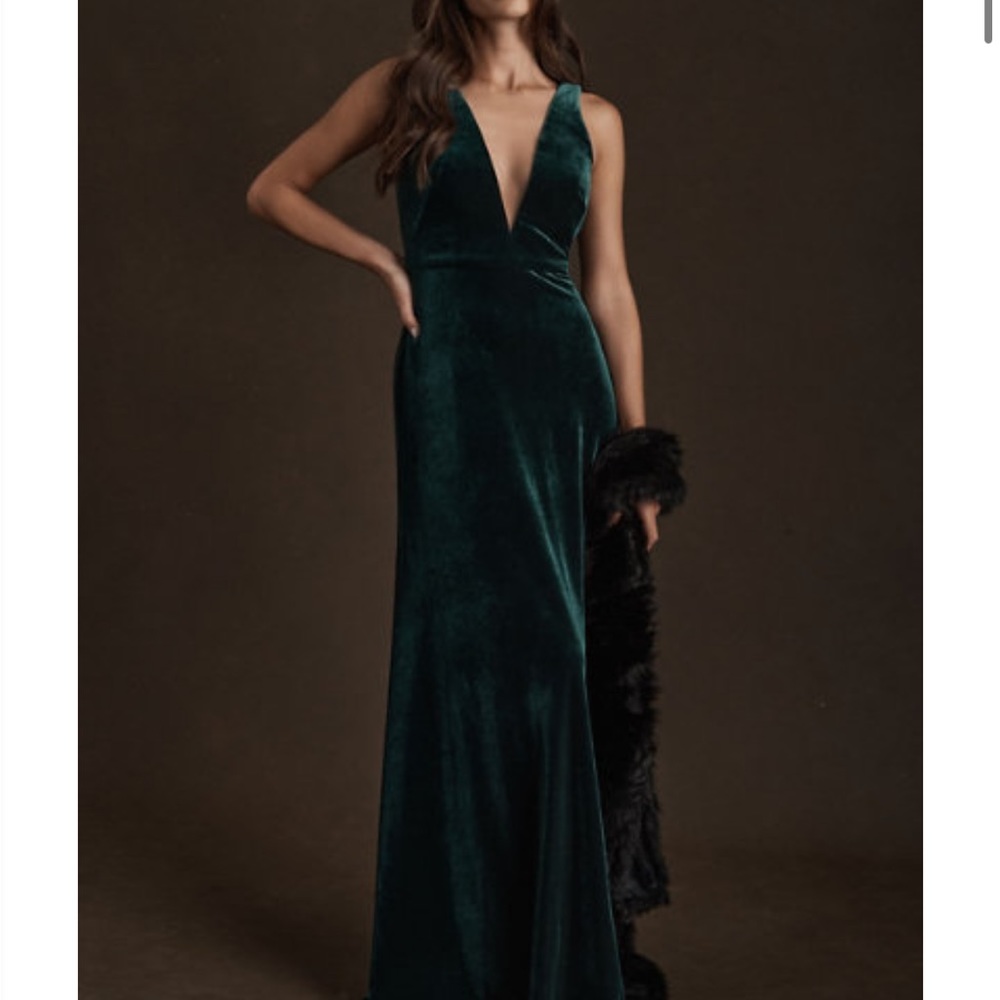 Jenny Yoo Logan emerald velvet size 4
